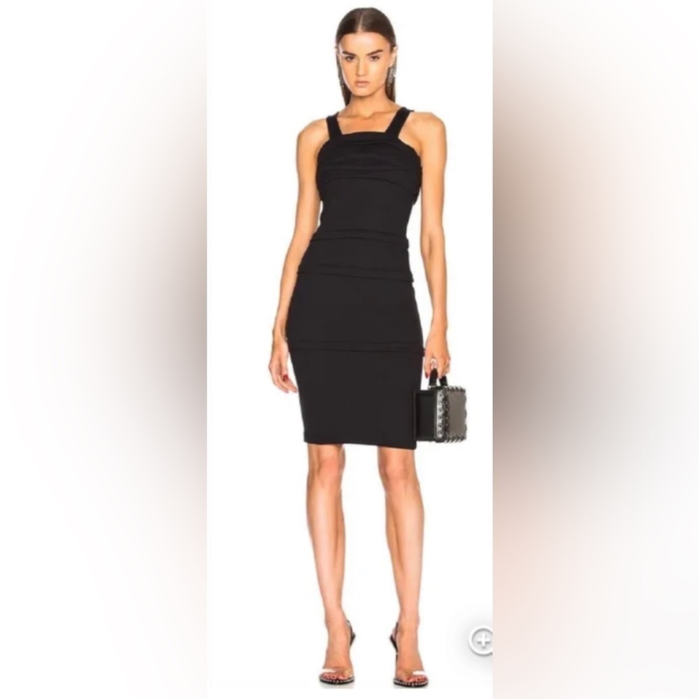 Helmut Lang X Shayne Oliver black multiple layer ruched dress, Size L